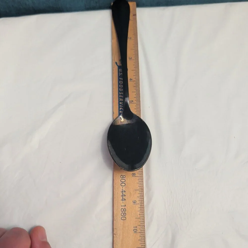 Set of 8 Black Stainless Steel Spoons 18/0 Modern Onyx Flatware Table Spoons Set